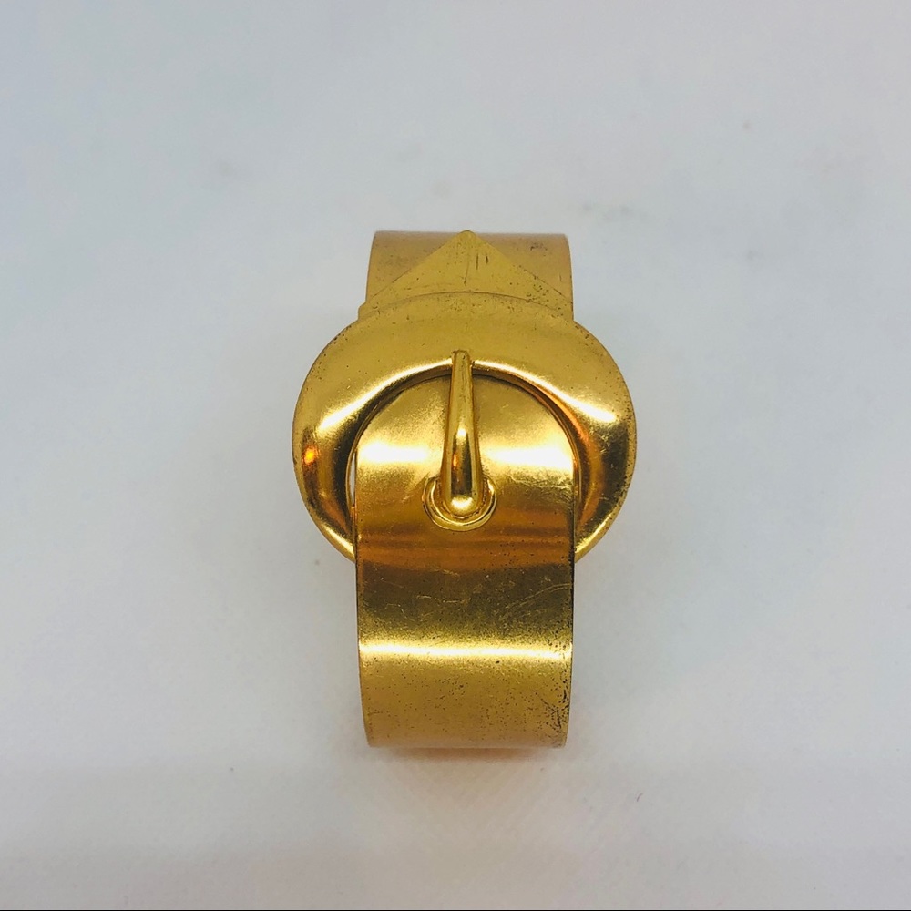 Vintage NAPIER Buckle Cuff Bracelet in Gold Tone